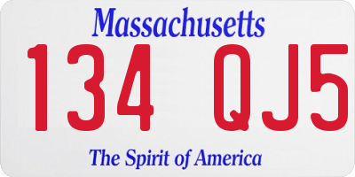 MA license plate 134QJ5