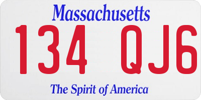 MA license plate 134QJ6