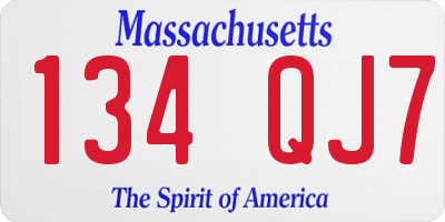 MA license plate 134QJ7