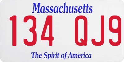 MA license plate 134QJ9