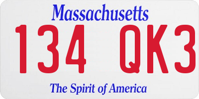 MA license plate 134QK3