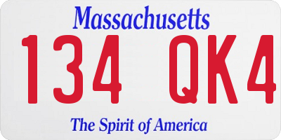 MA license plate 134QK4