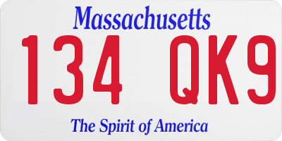 MA license plate 134QK9