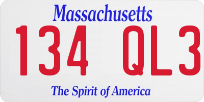 MA license plate 134QL3