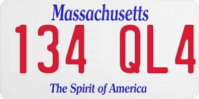 MA license plate 134QL4