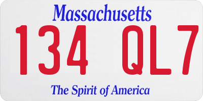MA license plate 134QL7