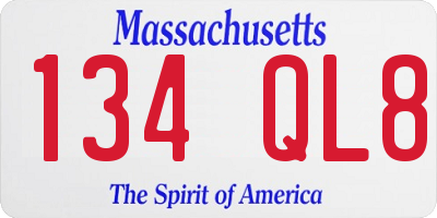 MA license plate 134QL8