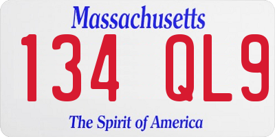 MA license plate 134QL9