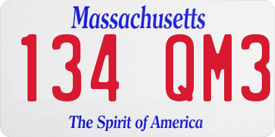 MA license plate 134QM3