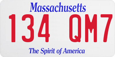 MA license plate 134QM7