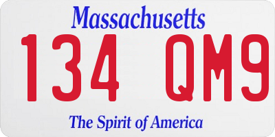 MA license plate 134QM9
