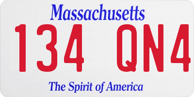 MA license plate 134QN4