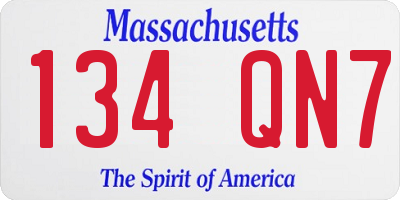 MA license plate 134QN7
