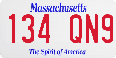 MA license plate 134QN9