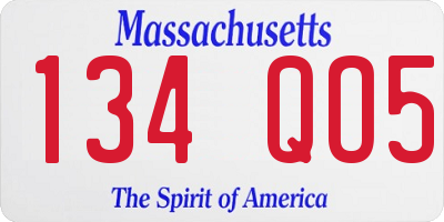 MA license plate 134QO5