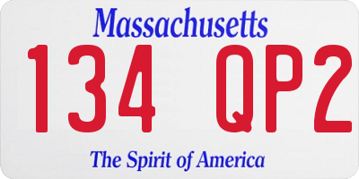 MA license plate 134QP2