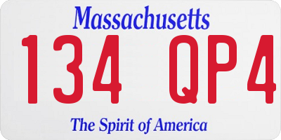 MA license plate 134QP4