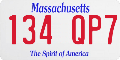 MA license plate 134QP7