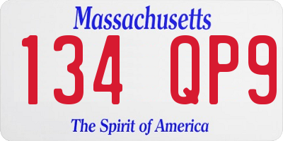MA license plate 134QP9