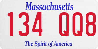 MA license plate 134QQ8