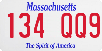 MA license plate 134QQ9
