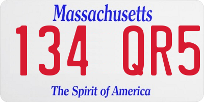 MA license plate 134QR5