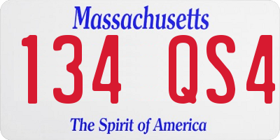 MA license plate 134QS4