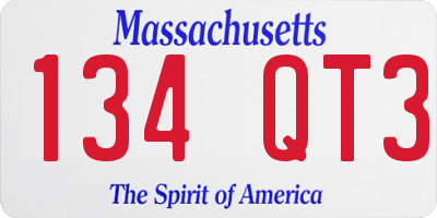 MA license plate 134QT3