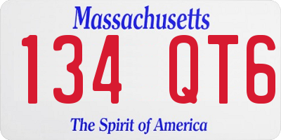 MA license plate 134QT6