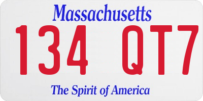 MA license plate 134QT7