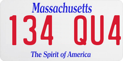 MA license plate 134QU4