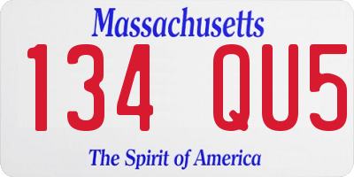 MA license plate 134QU5