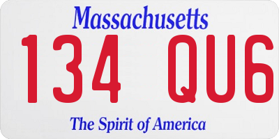 MA license plate 134QU6
