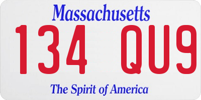 MA license plate 134QU9