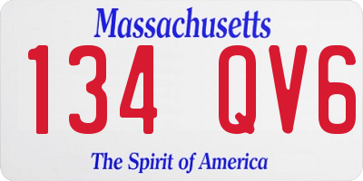 MA license plate 134QV6