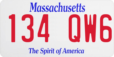 MA license plate 134QW6