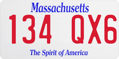 MA license plate 134QX6