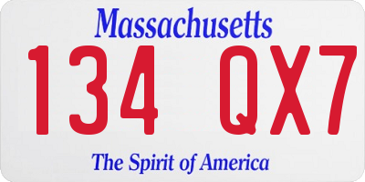 MA license plate 134QX7