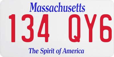 MA license plate 134QY6