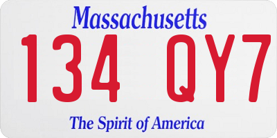 MA license plate 134QY7