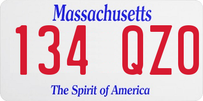 MA license plate 134QZ0