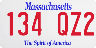 MA license plate 134QZ2