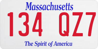 MA license plate 134QZ7