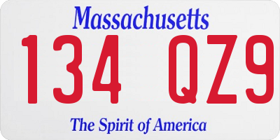 MA license plate 134QZ9