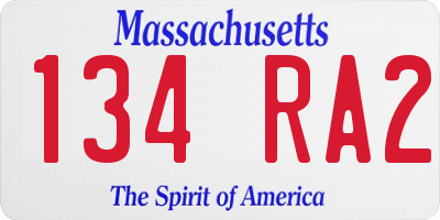 MA license plate 134RA2