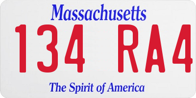 MA license plate 134RA4