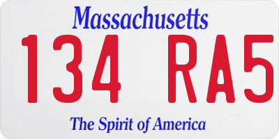 MA license plate 134RA5