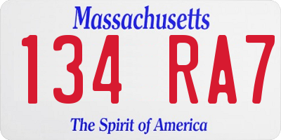 MA license plate 134RA7