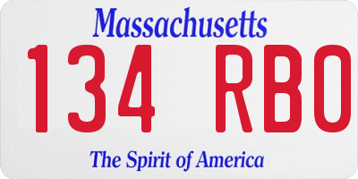 MA license plate 134RB0