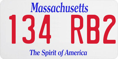 MA license plate 134RB2